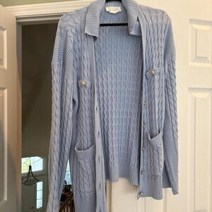 Anthropologie Sky Blue Cable Knit Sweater